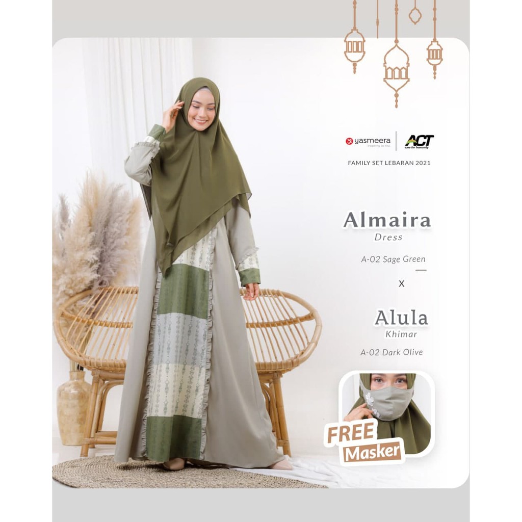GAMIS ONLY YASMEERA ORIGINAL ALMAIRA A02 SAGE GREEN A05 ROSE WINE GAMIS DEWASA PROMO SARIMBIT YASMEE