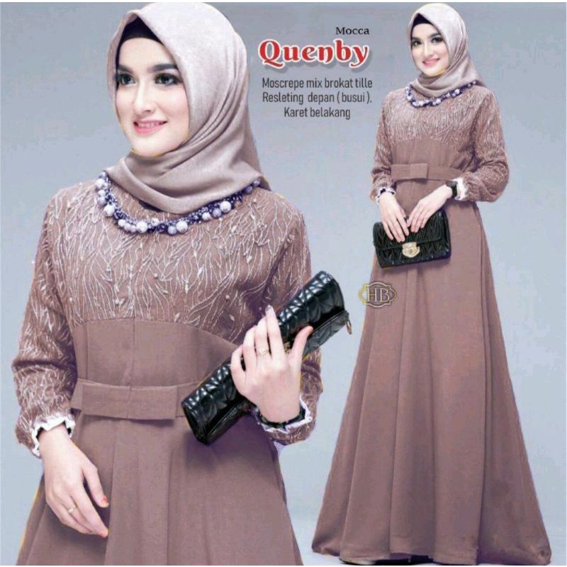 (PROMO)SET SYAR'I BRUKAT JUMBO PRITA MEW MAROON 6 WARNA LAINYA SETELAH HAJI UMROH GAMIS SYARI BRUKAT-Quenby mocca