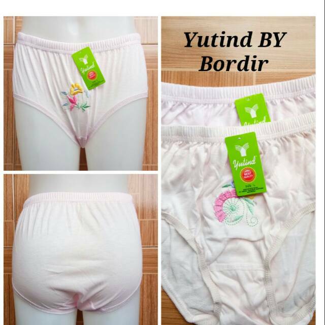12Pcs Celana Dalam Wanita Yutind Lusinan Polos &amp; Motif