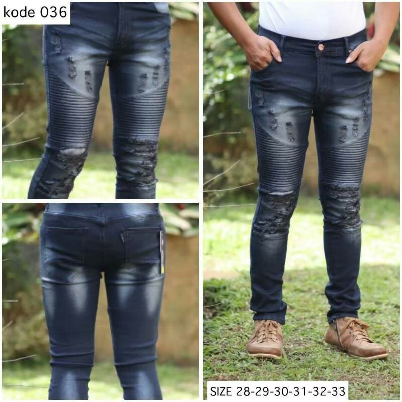 CELANA SOBEK JEANS PRIA RIPPED BIKER SKINY SLIM FIT STRECHT  / CELANA JEANS PRIA SKINY SOBEK PAHA