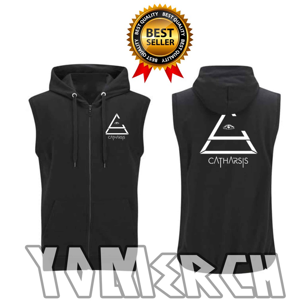 Vest Hoodie zipper Distro CATHARSIS Jaket Sweater Polos Keren YOMERCH