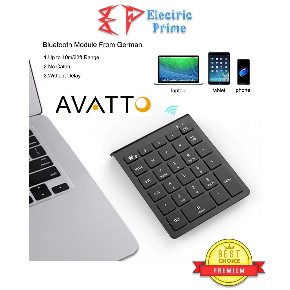 Keypad Mini Numeric Keyboard AVATTO Numpad PC Laptop Bluetooth
