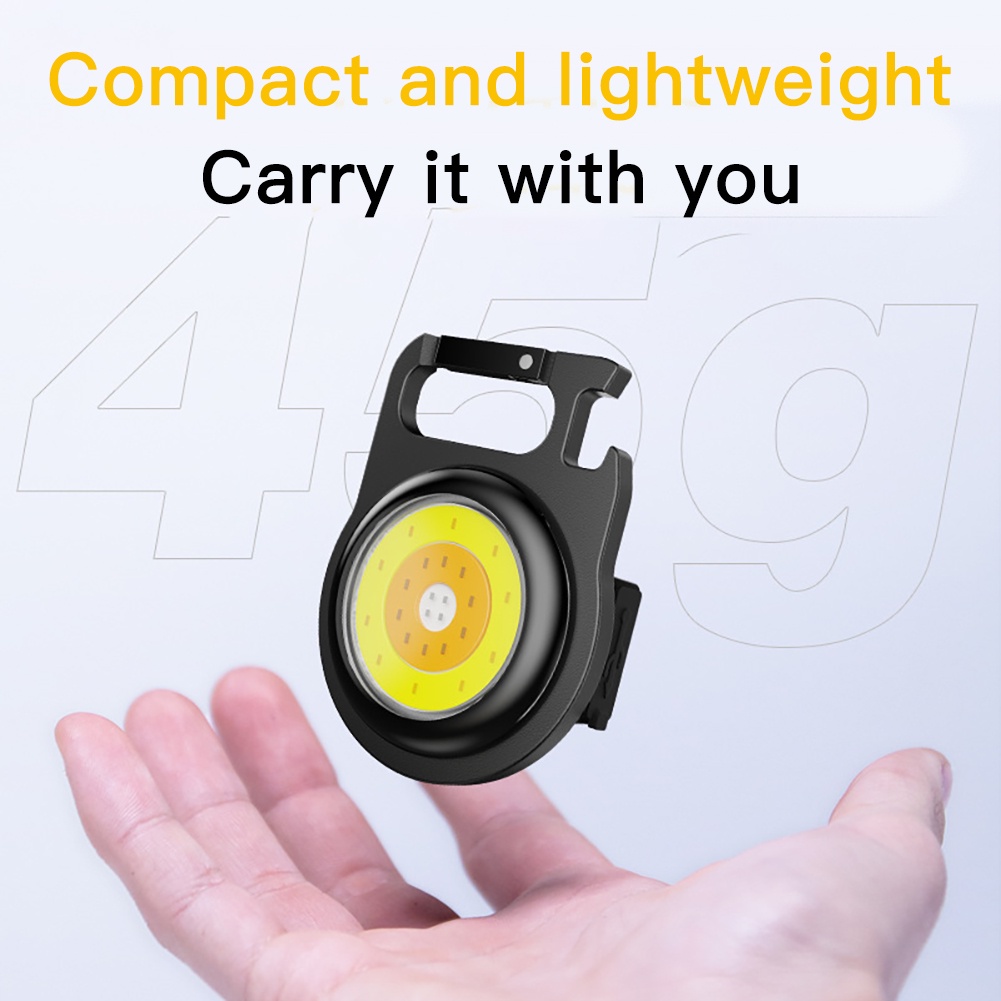 ღ Mini Lampu Emergency Portable Bekerja Senter Saku Gantungan Kunci Usb Isi Ulang Berkemah Di Luar Ruangan Kecil Lampu Obor Pembuka Botol