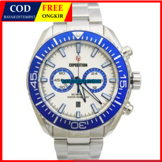 Jam Tangan Pira Expedition E 6735 Silver Ring Biru Original