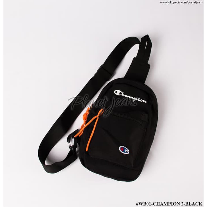 Unik Champion Sling Bag pria wanita waist tas selempang kecil hitam Berkualitas