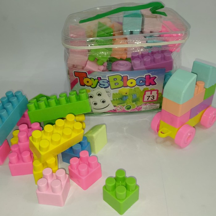 Mainan Edukasi Anak Lego Blok Besar Bahan Tebal Kuat Nempel | puzzle susun 3d | free tas penyimpanan | 73PCS