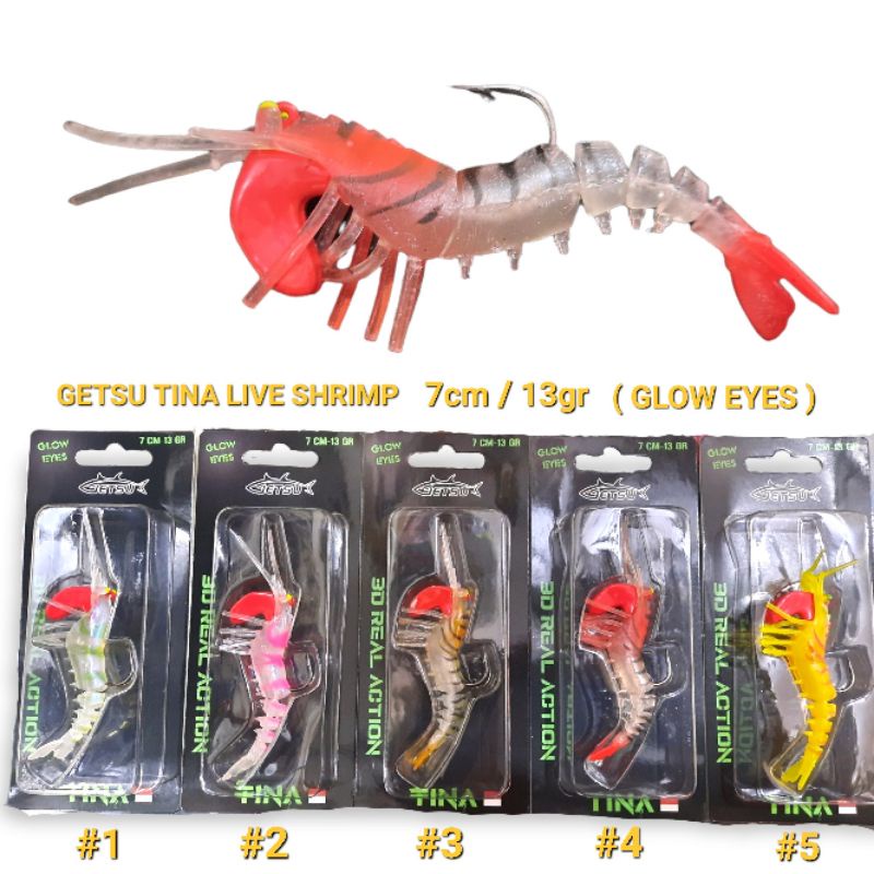 UMPAN CASTING SOFT SHRIMP GETSU TINA 7CM ( UDANG PALSU )