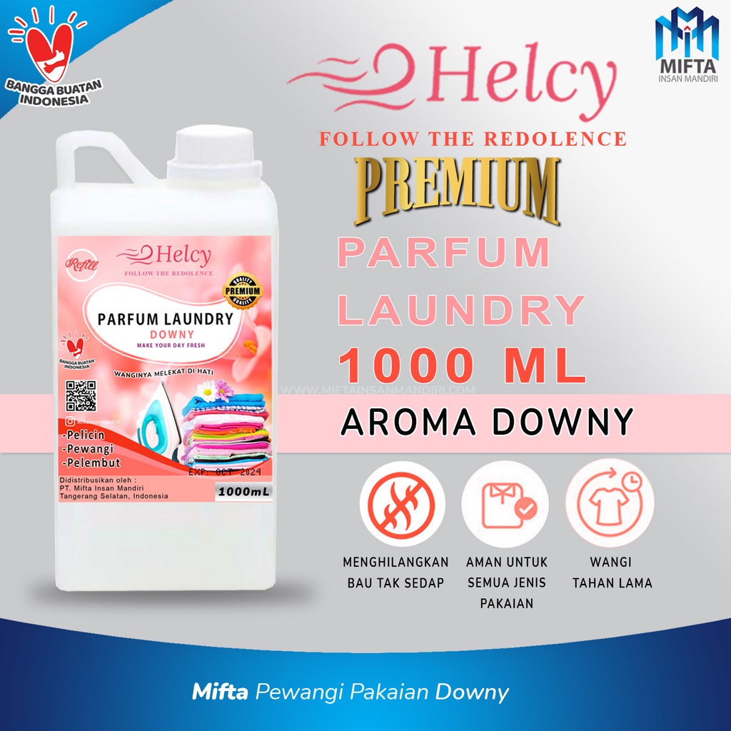 PEWANGI SETRIKA PAKAIAN PREMIUM 1 LITER /  PENGHARUM PAKAIAN HELCY