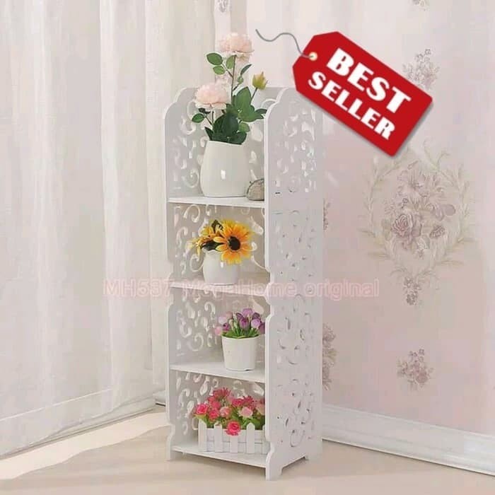 Stand Corner Rack 4 Layer Tingkat Susun Dekor Vintage Rak Sudut Shabby