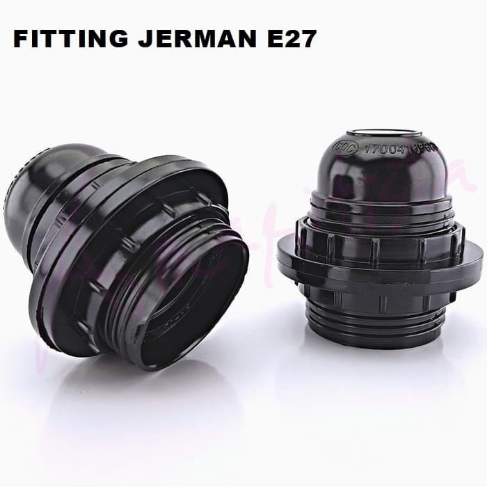 Fitting Lampu Gantung Hitam Putih / Fitting Jerman / Fitting Lampu Hias E27 (Double Ring)