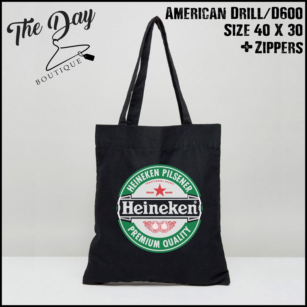 Tote Bag Heineken Pilsener Resleting | TAS TOTE BAG HEINEKEN PRIA DAN WANITA TAS JINJING TOTE BAG