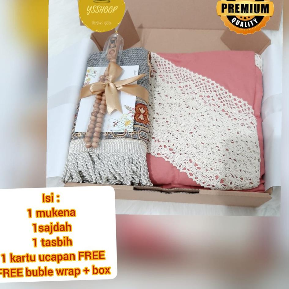 Kado Pernikahan mukena free box / Hampers Mukenah Untuk Kado Pernikahan Ulang Tahun cewek Wisuda