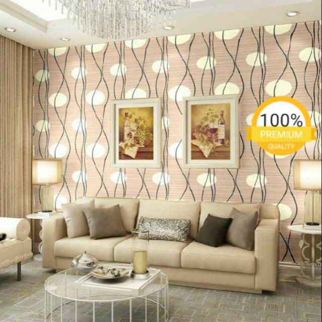 Wallpaper Dinding Motif Polkadot Coklat ukuran 10 meter x 45 cm