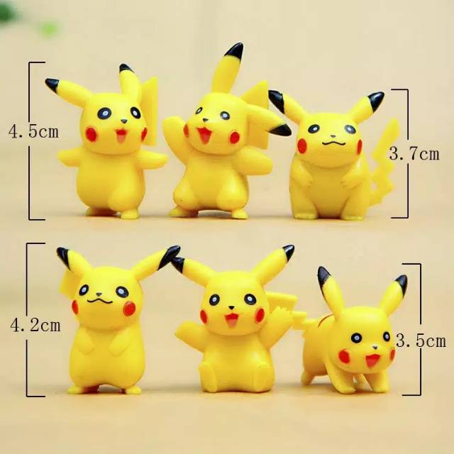 Figure Pikachu 1 set isi 6 pcs atau Topper Cake Kue Pikachu