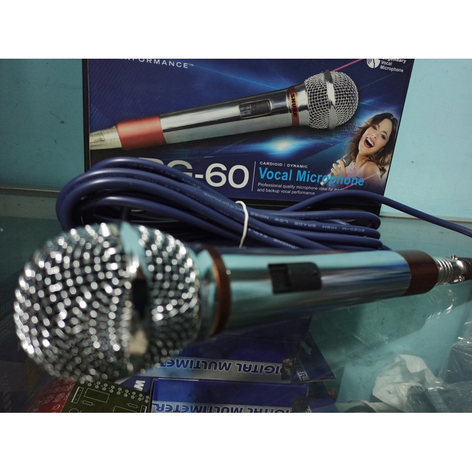 Microphone MIC Cable KARAOKE PROFESIONAL SHURE PG 60 KOPER TERMURAH