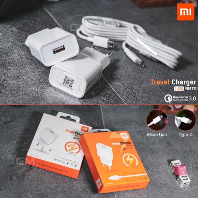 TC CHARGER XIAOMI MDY-08 QUALCOM 3.0A ORIGINAL 100% MICRO &amp; TIPE C