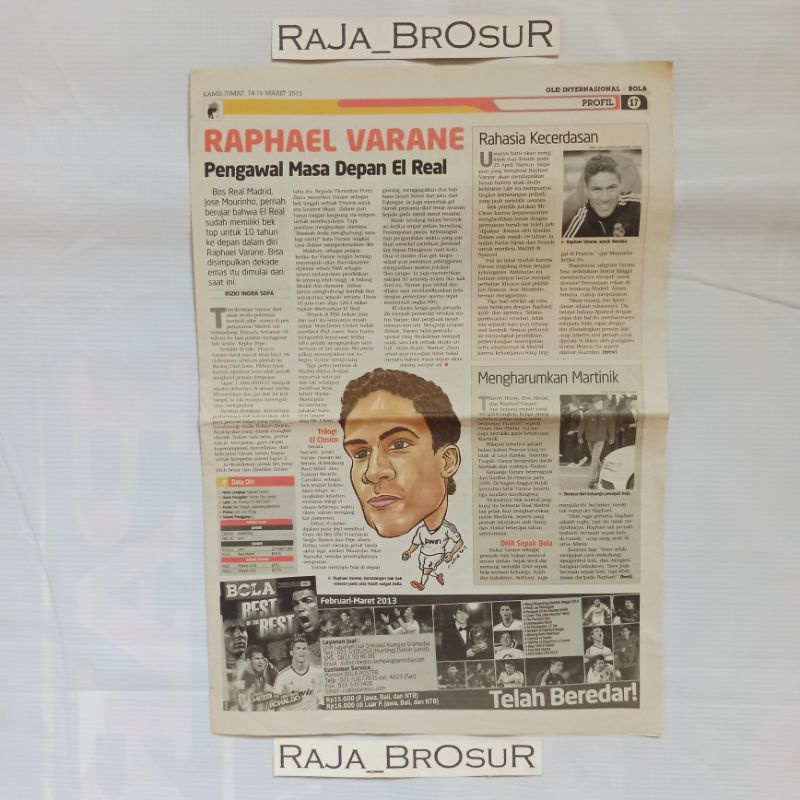 Rubrik koran bola karikatur Raphael Varane Real Madrid CF