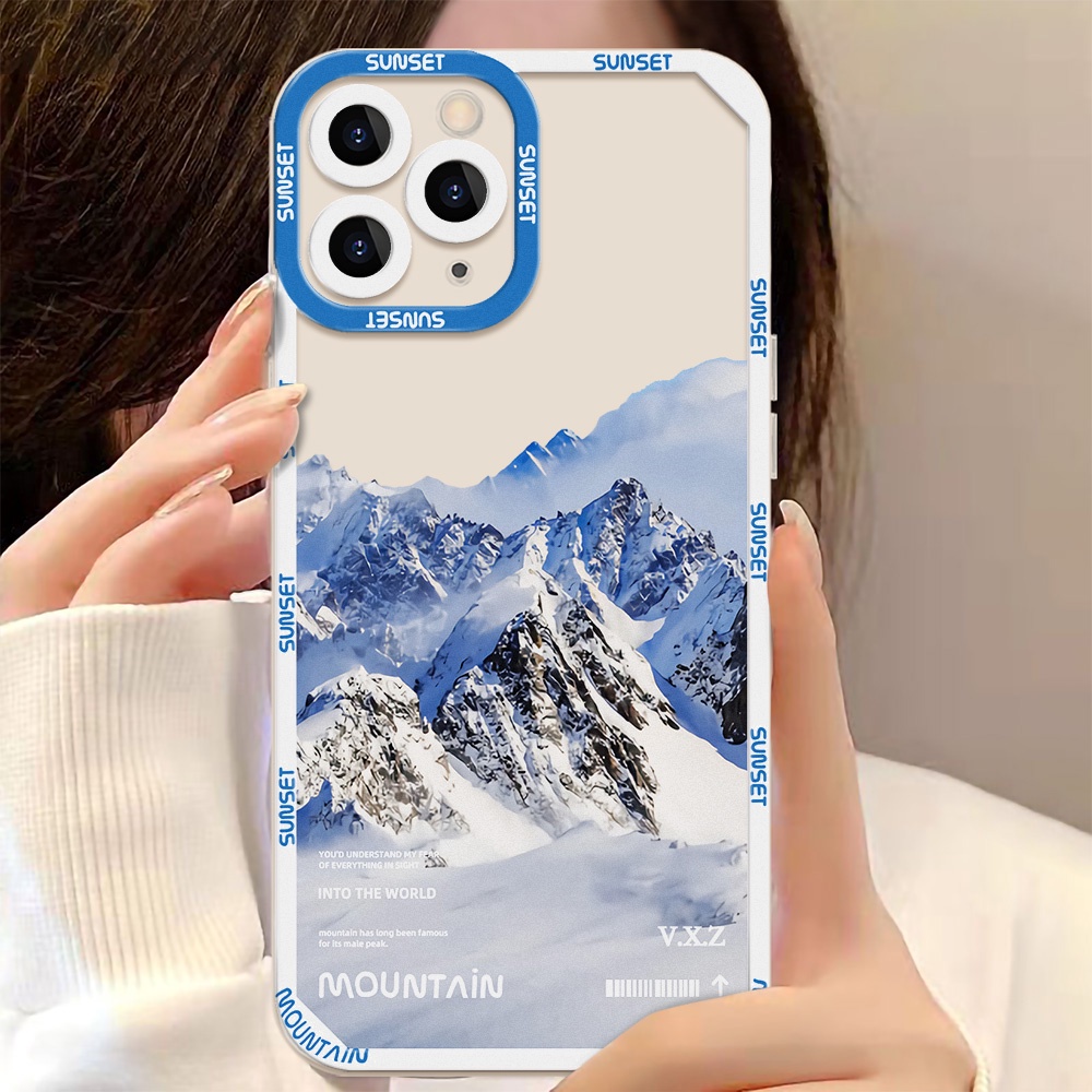 OPPO Case Transparan Motif Lukisan Gunung Salju Untuk Realme C21Y C25Y C35 C31 C20 C20A C25 C25S C12 Narzo 50A 50i C21 C15 C11 9i 8i 5Z 6g 5Z 6i 5F 6z