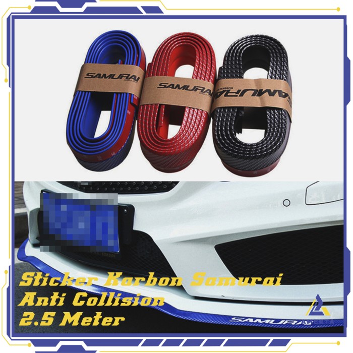 SAMURAI Stiker Carbon Fiber Anti Collision Strip Bumper Mobil 2.5 Mete