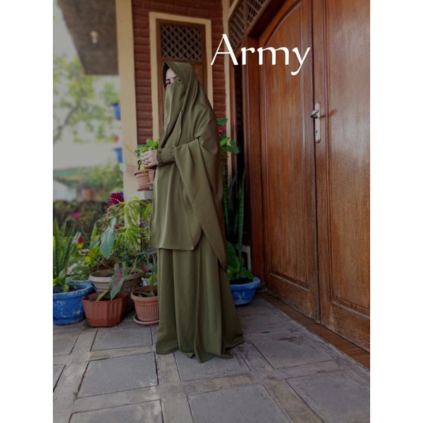 Gamis syari wolfis premium set cadar murah-7