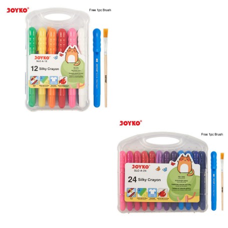 JOYKO SILKY CRAYON - KRAYON HALUS - CAT AIR / WATER COLOURS / SLC A 12 / 24 WARNA / COLORS FREE BRUSH