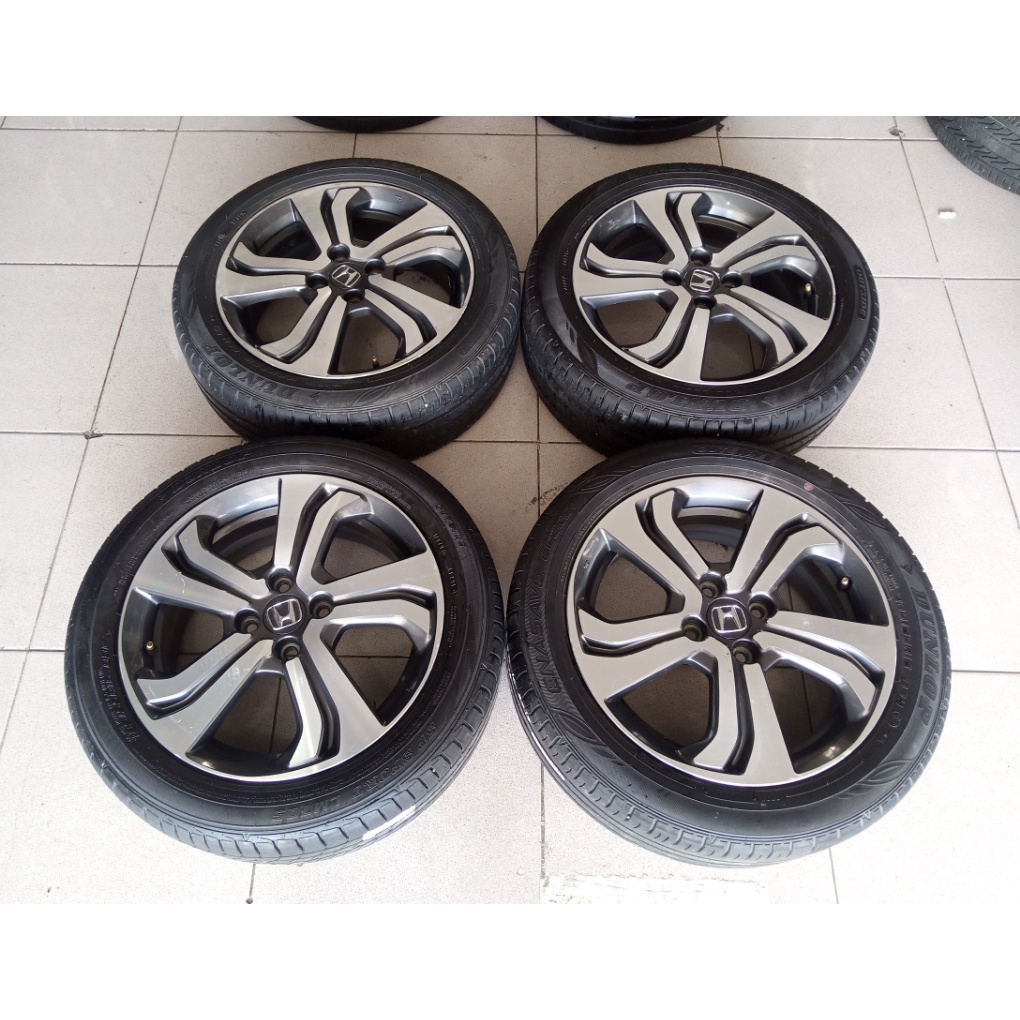 Velg Mobil Bekas Ori Copotan Oem CITY RING 16 Lubang 4X100 GP + Ban DUNLOP 185 55 R16 Untuk Mobil Ja