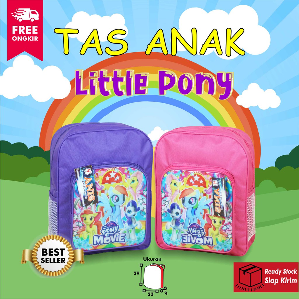 Tas Ransel Anak Sekolah Cewek Perempuan Gambar Little Pony Mini Playgroup PAUD KB TK Cewe Bagus Lucu