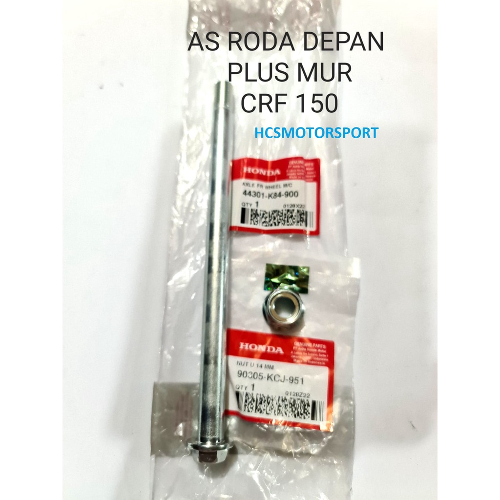 AS RODA DEPAN PLUS MUR HONDA CRF 150 ORIGINAL SET SEPASANG PLUS MUR 44301-K84-900/90305-KCJ-951