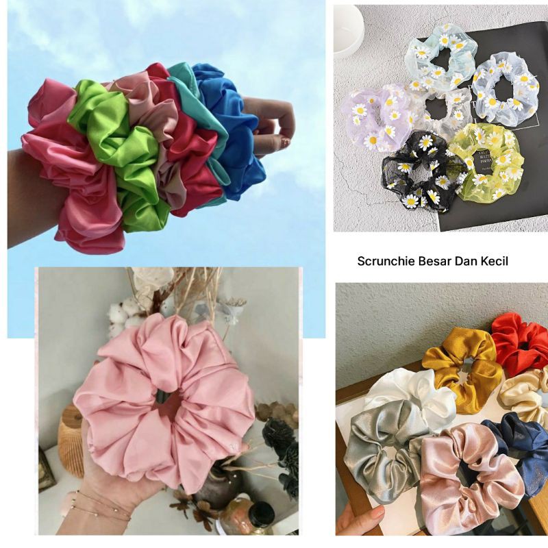 SCRUNCHIE SATIN SILK JEPANG Ikat Rambut Cepol Sanggul jilbab Hijab SCRUNCHIE KOREA BIG JUMBO CIPUT CEPOL HIJAB IKAT