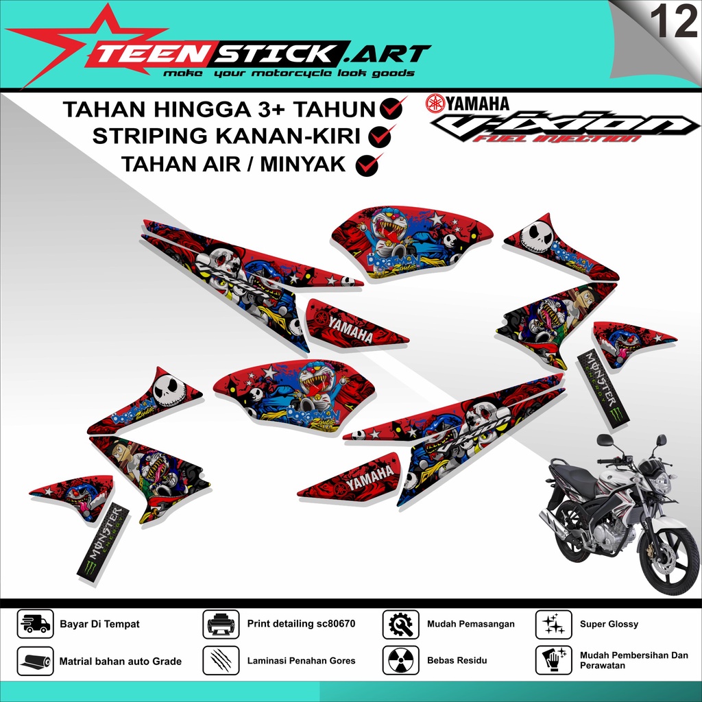 Striping VIXION OLD- Striping  Variasi Hologram Chrome Vynil UV Transparant YAMAHA VIXION OLD TN 012