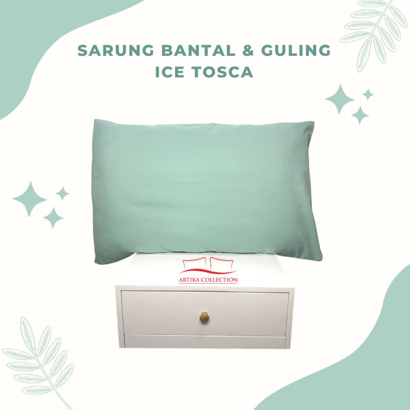 Tambahan Sarung Bantal Guling Polos Tanpa Embos Warna Toska Ukuran Queen 50x70