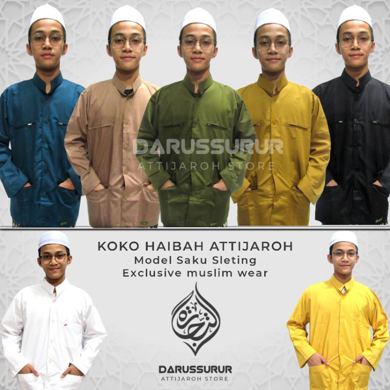 Baju Koko Haibah Attijaroh / Koko Ammu / Baju Koko Model Saku Resleting Terbaru