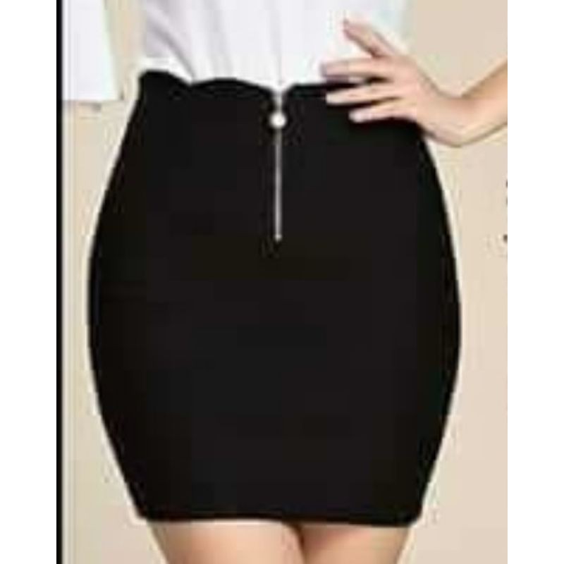 READY ROK MINI SPAN SCALLOP IMPORT/MINI SKIRT HITAM POLOS