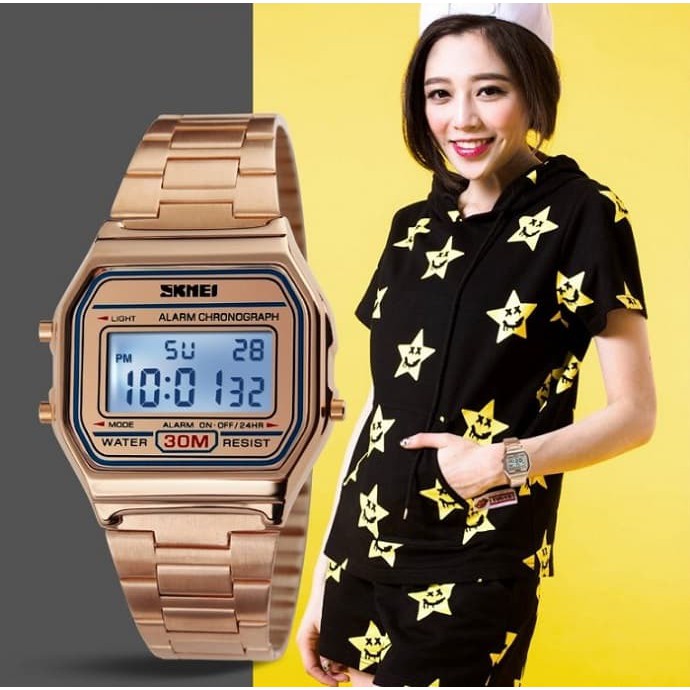 Jam Tangan Wanita Digital Rantai Original SKMEI 1123 Casio Anti Air