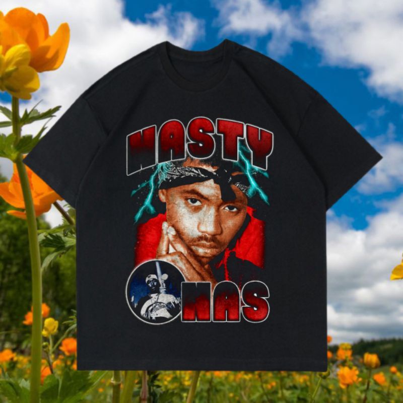 KAOS NASTY NAS RAP BAJU | T SHIRT | BOOTLEG | VINTAGE | OVERSIZE | HOMAGE TEE.
