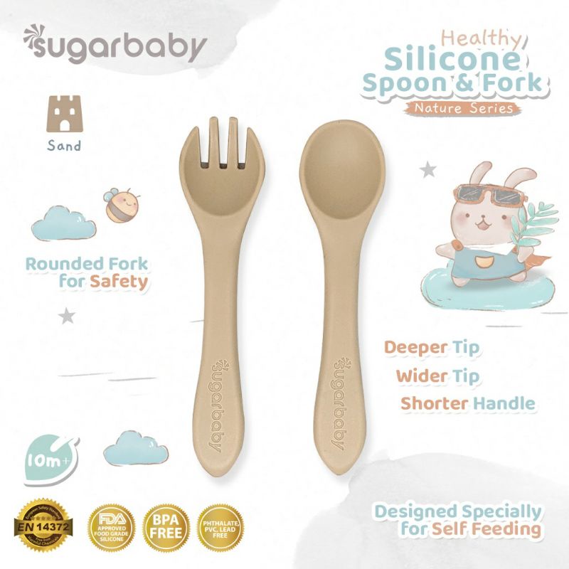 Sugarbaby Silicone Spoon&amp;Fork/Sendok Makan bayi