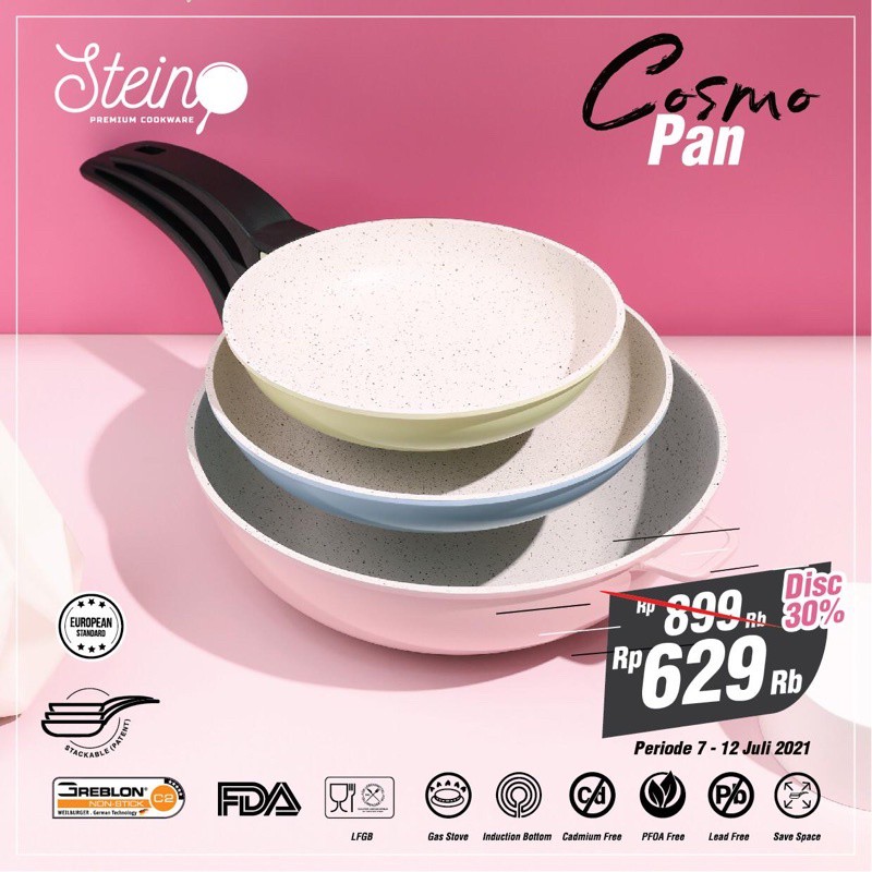 (FREE NYLON) Stein Steincookware Cosmo Pan Cosmopan (wok28+frypan24*frypan20)