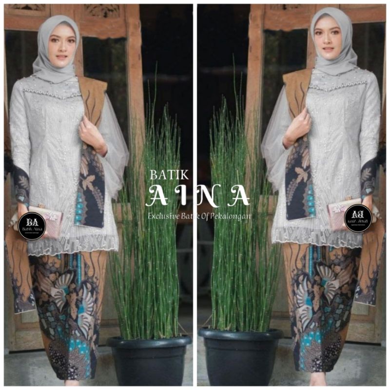 KEBAYA COUPLE MODERN KEBAYA TUNAGAN KEBAYA LAMARAN KEBAY WISUDA KONDANGAN TUNIK AKITA BEST SERIES MODERN-KEBAYA+ROK (GREY)