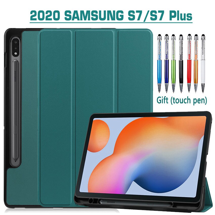 Case Holder Pensil Bahan Silikon Kulit Pu Untuk Samsung Galaxy Tab S7 Plus 12.4 Sm T970 T975 2020