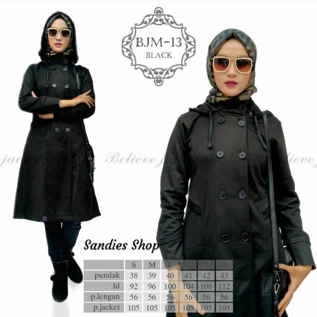 Jaket Muslimah panjang Believe BJM 13 / Jaket Wanita Muslim / Jaket Believe Muslimah