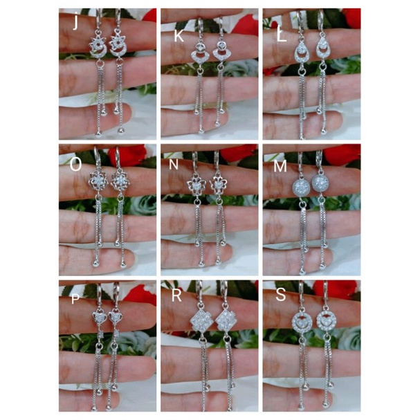 NP87. Anting xuping wanita lapis emas putih silver dgn mata zircon model jurai