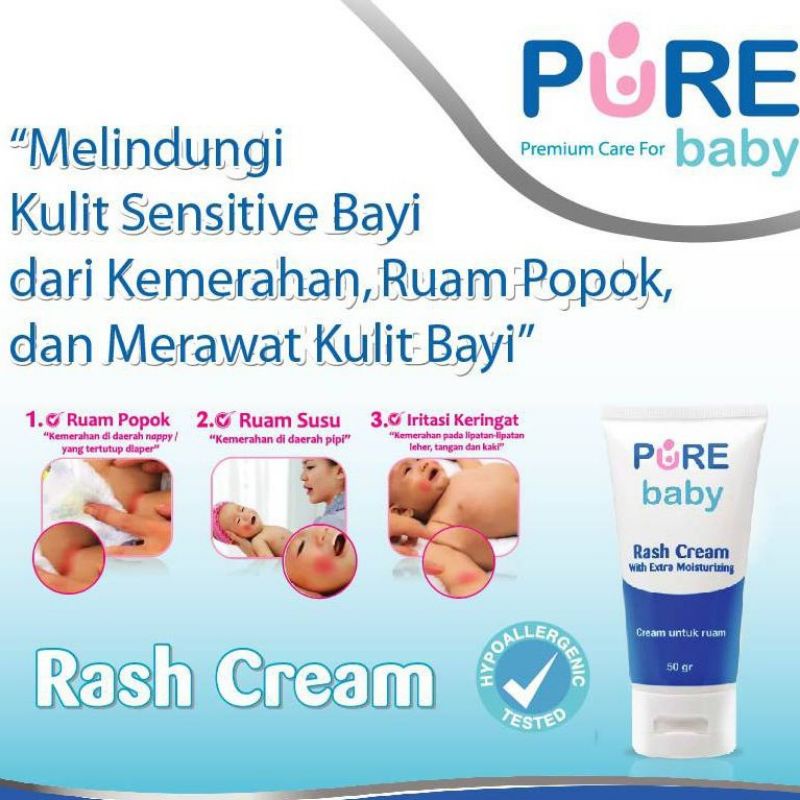 lov me❤ Pure Baby Rash Cream Diaper Cream -Ruam Popok ruam susu Biang keringat iritasi