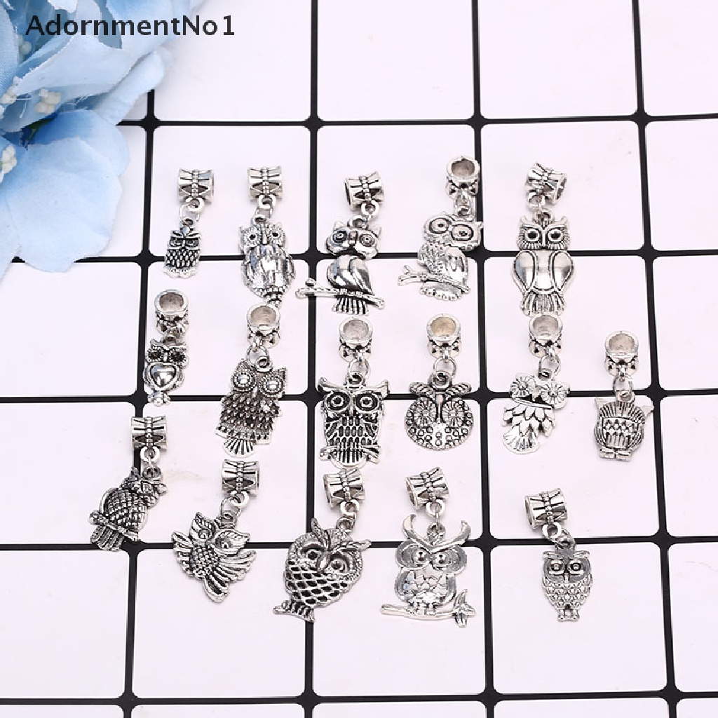 (AdornmentNo1) 16 Pcs Liontin Bentuk Burung Hantu Bahan Alloy Warna Silver Untuk Membuat Perhiasan DIY