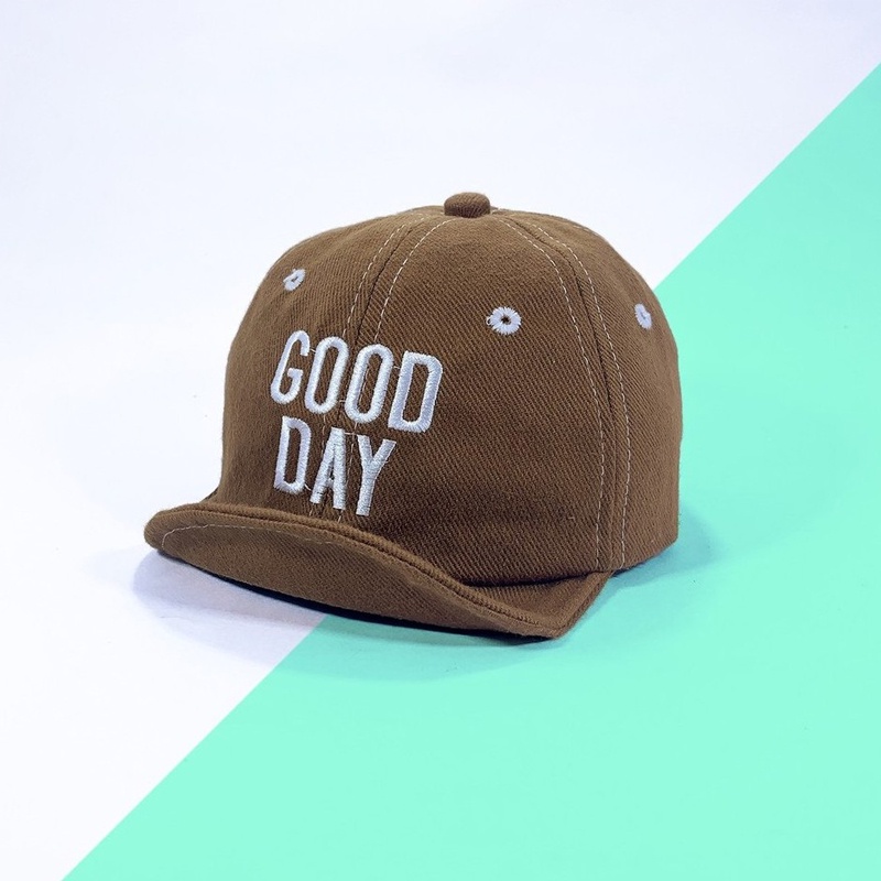 Jocoproduction - Topi Fashion Anak Bayi Baseball Lipat Bordir Good Day Unisex-GoodDayLipat Coklat