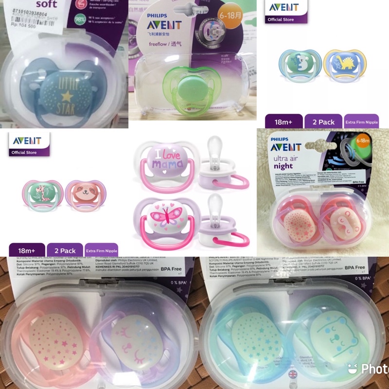 EMPENG AVENT DOT PACIFIER  AVENT 18m isi 2 EMPENG 6-18 model baru pink