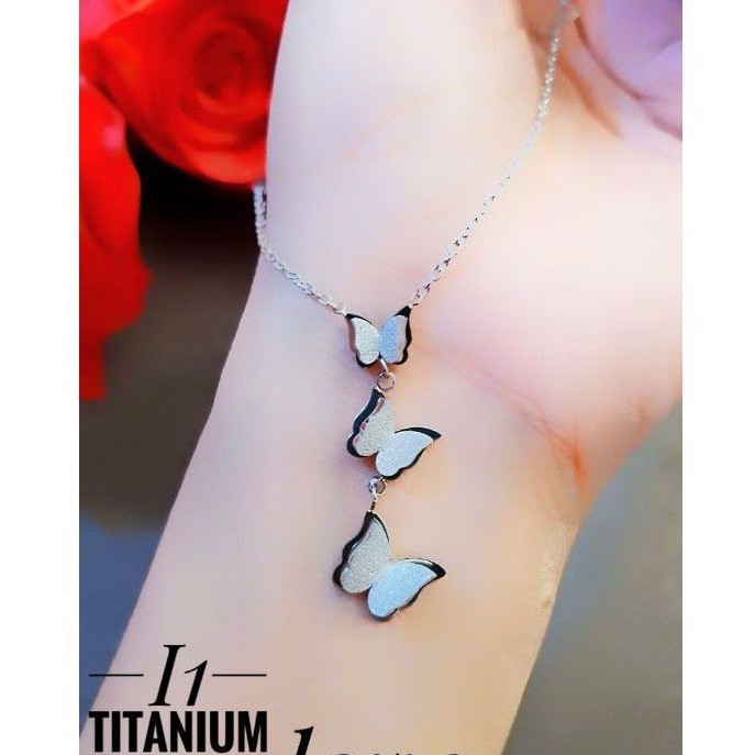 Titanium Perhiasan Kalung Motif Kupu 099