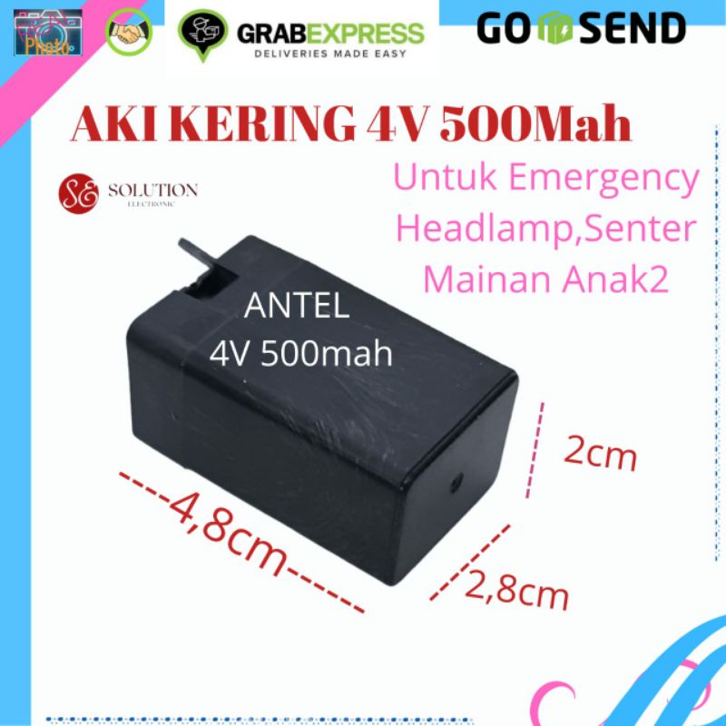 Baterai Aki Kering ANTEL 4 Volt 500Mah Untuk Senter Speaker Mini Bluetooth Raket Nyamuk