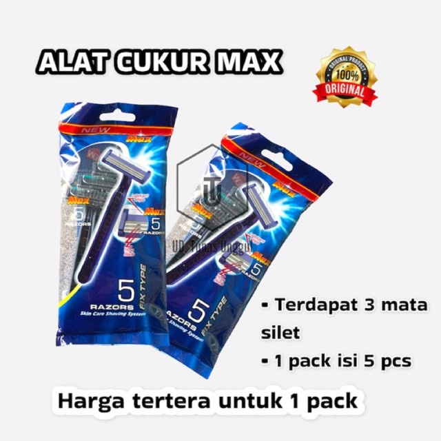 [5 pcs]GILLETTE MAX/PISAU CUKUR KUMIS/ PENCUKUR JENGGOT/ PISAU CUKUR / CUKURAN KUMIS 3 MATA SILET