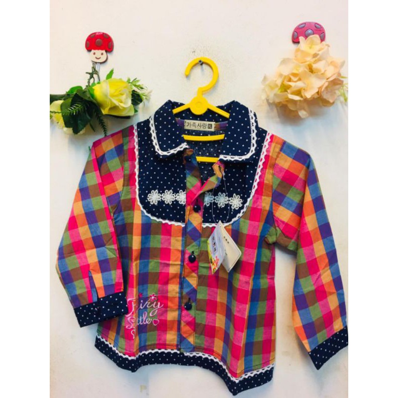 kemeja anak perempuan kotak-kotak ✓