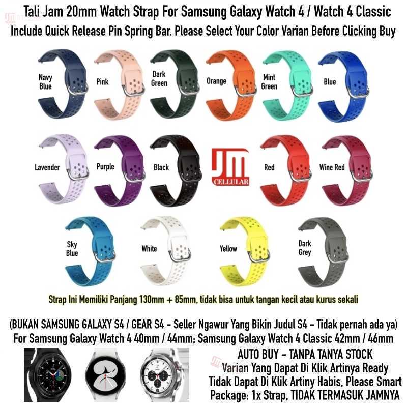 R33 Tali Jam 20mm Watch Strap Samsung Galaxy Watch 4 / Classic - Sport Style Rubber Silikon